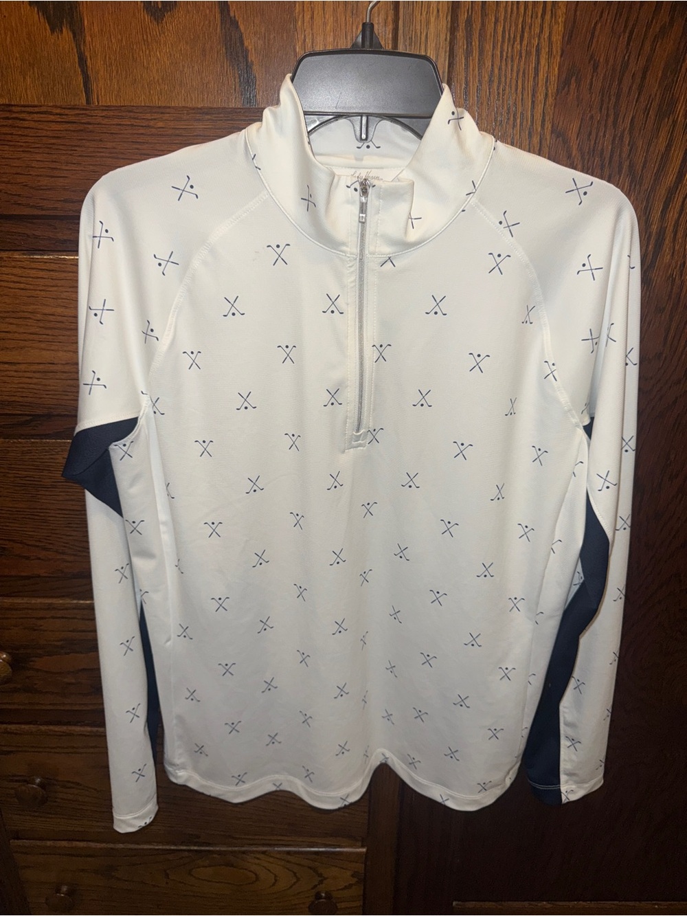 Lady Hagen White & Navy Golf Half-Zip Pullover